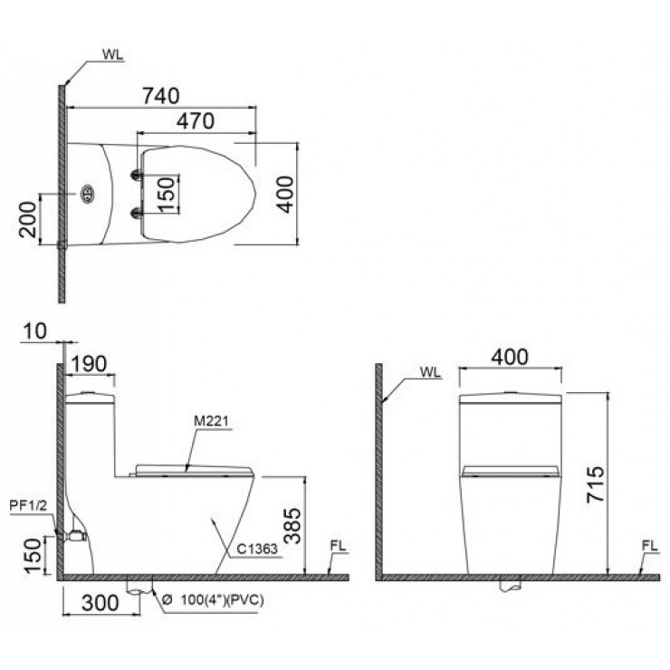 Bồn Cầu Điện Tử CAESAR CD1363/TAF200H 1 Khối - Ảnh 2