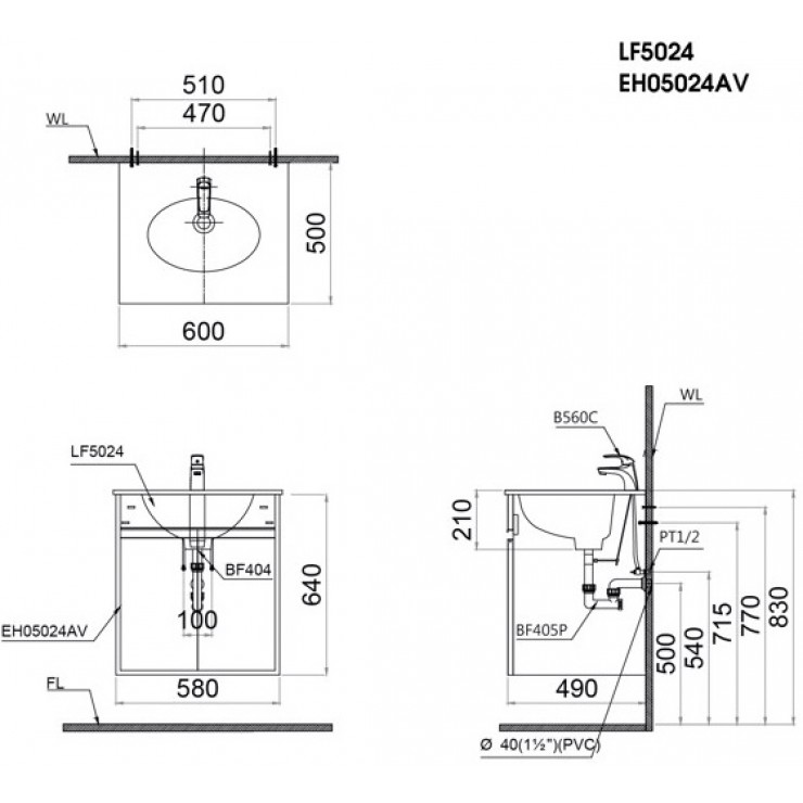 Bộ Tủ Lavabo Caesar LF5024/EH05024AV - Ảnh 2