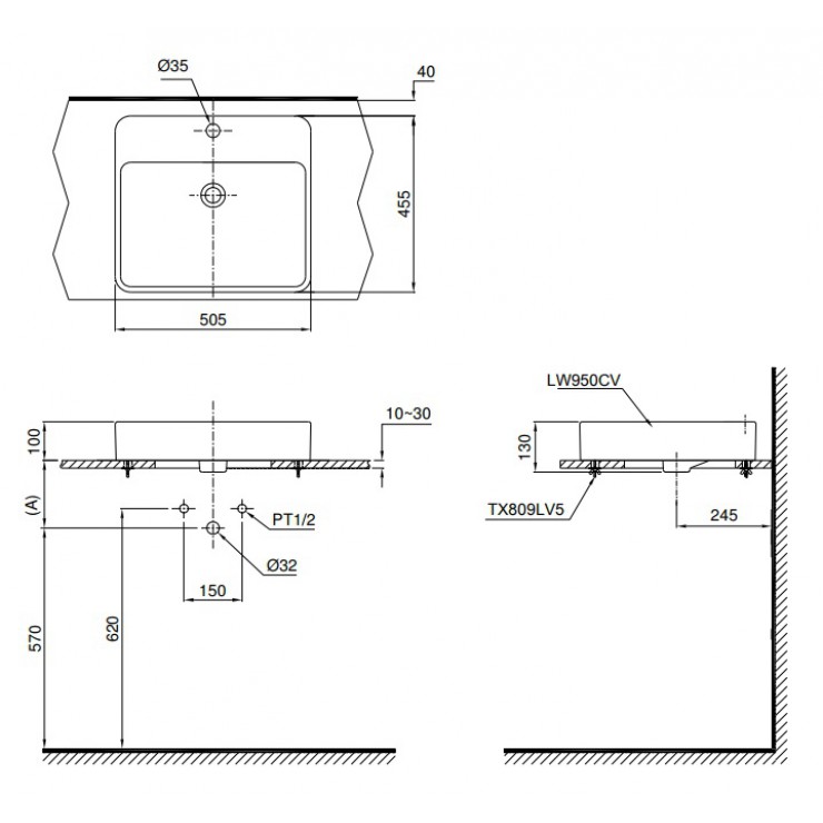 Chậu Lavabo TOTO LT950C Đặt Bàn - Ảnh 2