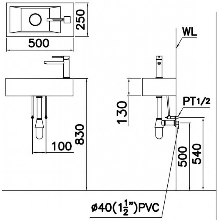 Chậu Rửa Lavabo Treo Tường CAESAR LF5239S - Ảnh 3
