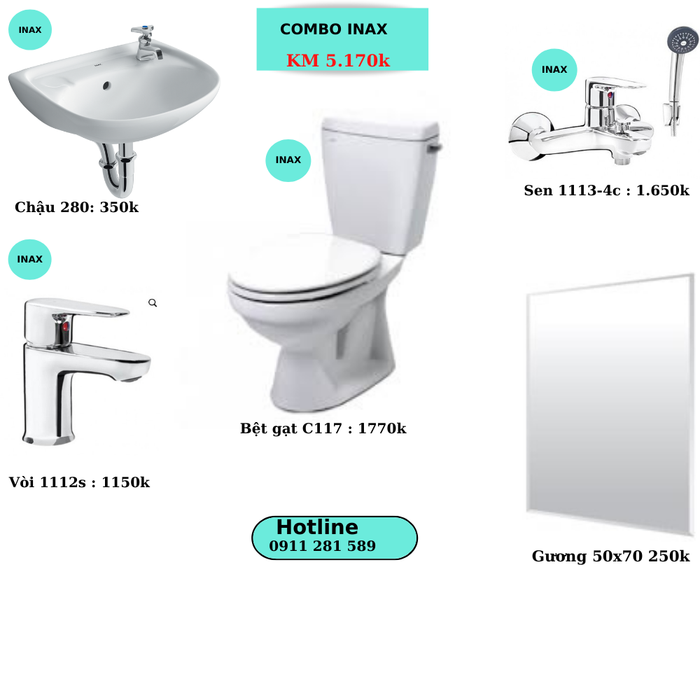 Combo TBVS Inax giá rẻ