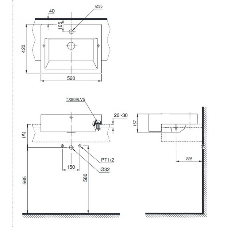 Chậu Rửa Mặt Lavabo TOTO LT647CR Bán Âm Bàn - Ảnh 2