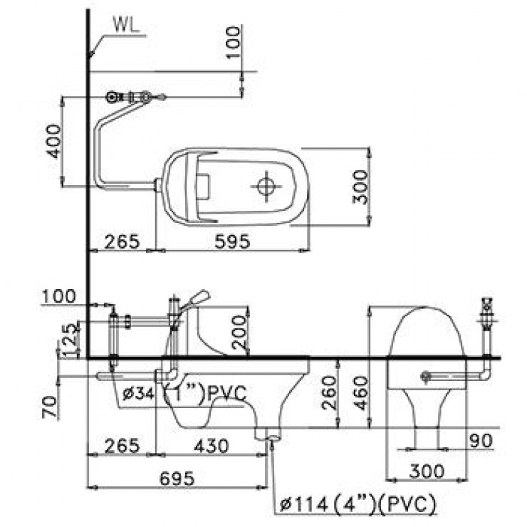 Bồn Cầu Xổm CAESAR C1230+BF449 Kèm Bộ Xả - Ảnh 3