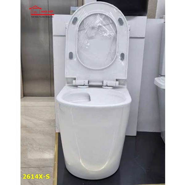 Bồn cầu ROY-2614X-S một khối Xả nhấn tiết kiệm nước, men chống bám bẩn, nắp rơi êm - Ảnh 4