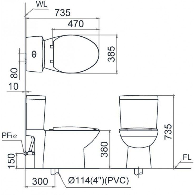 Bồn Cầu 2 Khối CAESAR CD1340 Thùng T1140 Nắp Êm - Ảnh 2