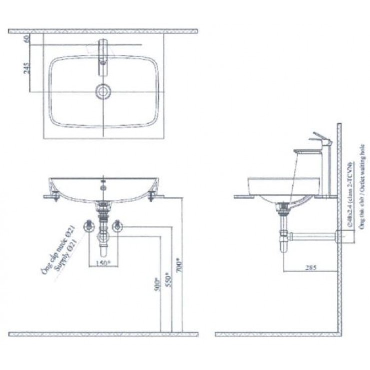 Chậu Rửa Đặt Bàn Inax AL-299V - Ảnh 2