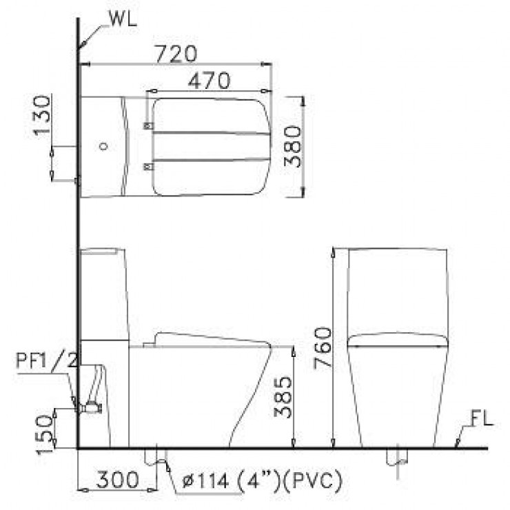 Bồn Cầu 2 Khối CAESAR CD1346 Thùng T1146 Nắp Êm