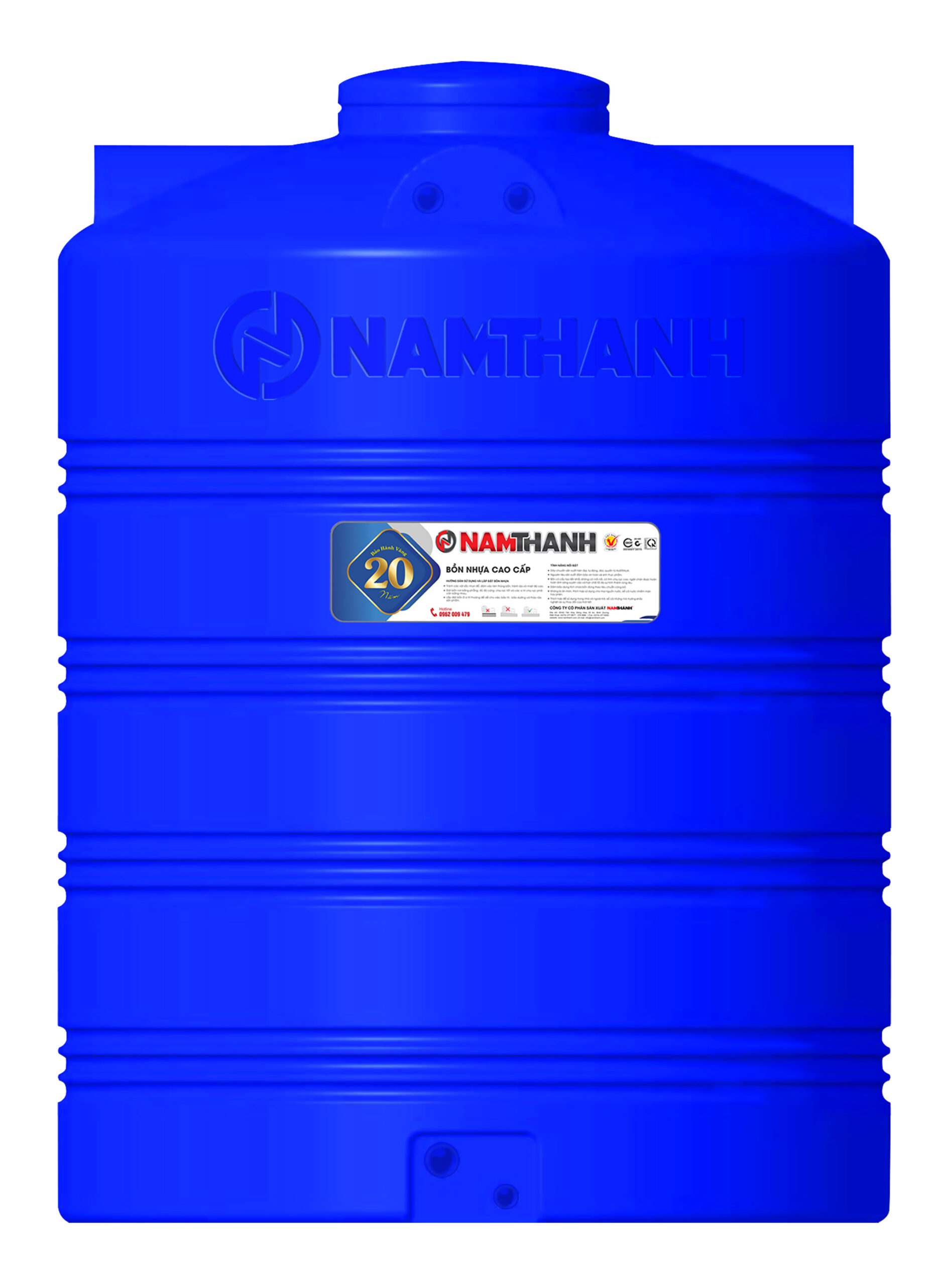 Bồn Nước Nhựa Tiêu Chuẩn 2000 Lít Đứng Nam Thành