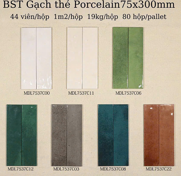Gạch thẻ trang trí 7.5×30 bóng vân xi măng