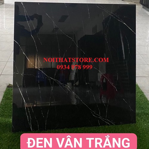 Gạch lát nền Trung Quốc 100x100 đen vân trắng