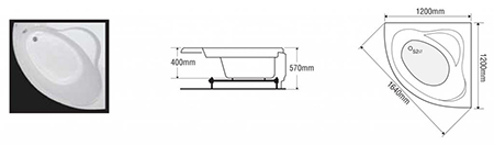 Bản vẽ kỹ thuật Bồn tắm Euroca EU2-1200