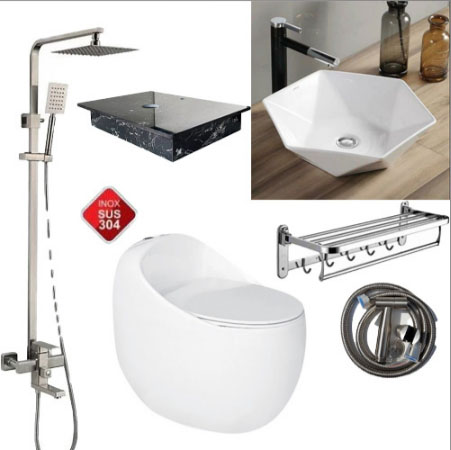 Combo bộ nhà tắm cao cấp 002 cầu trứng