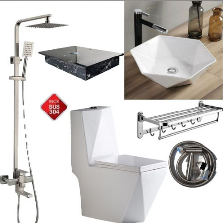 Combo bộ nhà tắm cao cấp cầu kim cương 001