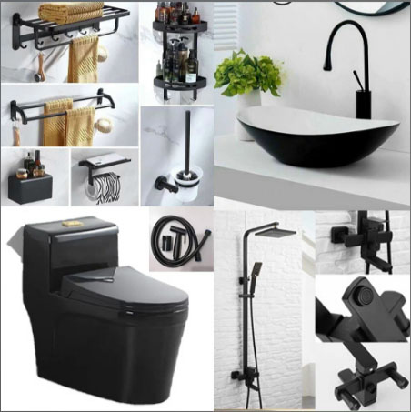 Combo bộ nhà tắm cao cấp màu đen 044