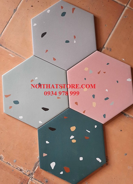 Gạch lục giác sỏi đá đa màu