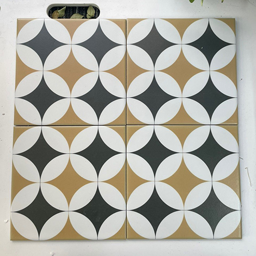 Gạch bông men 20×20 hình tròn nâu đen