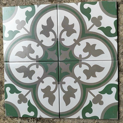 Gạch bông men 20×20 xám xanh lá