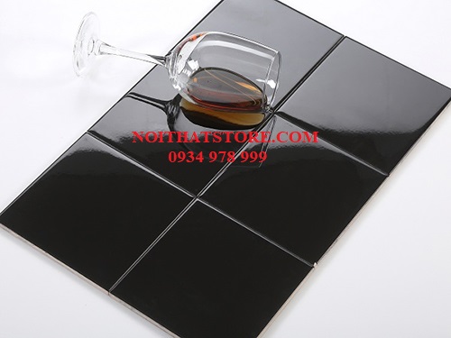 Gạch thẻ vuông đen bóng phẳng 15×15