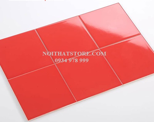 Gạch thẻ vuông đỏ bóng phẳng 10×10