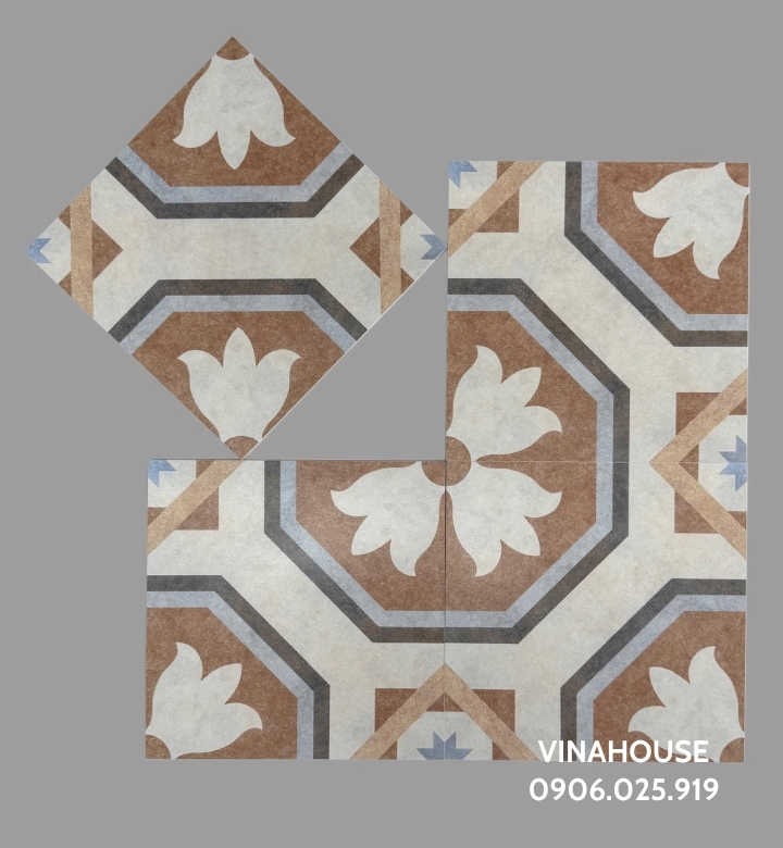 Gạch bông 30×30 màu nâu thổ cổ điển