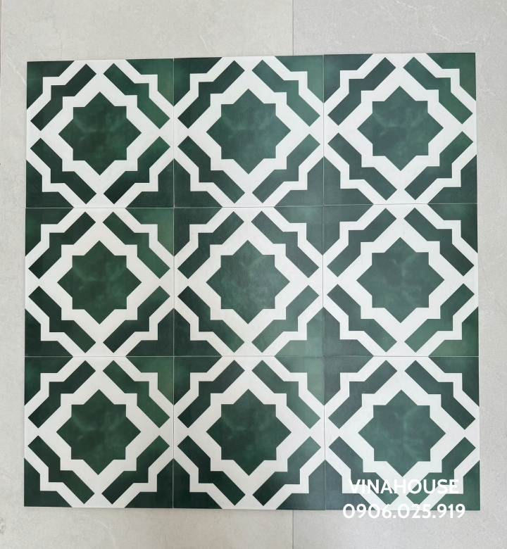 Gạch bông 30×30 ốp tường màu xanh lá cây