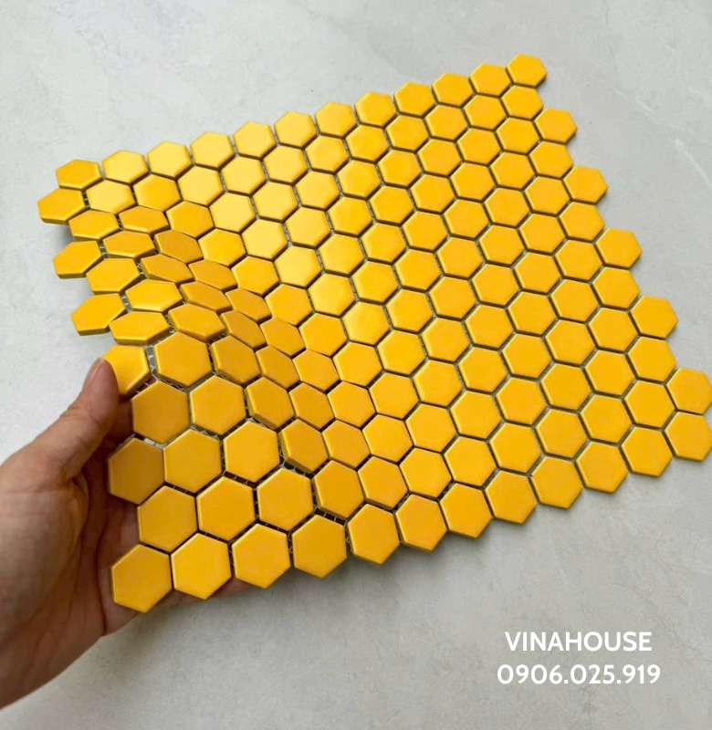 Gạch mosaic lục giác màu vàng - Ảnh 2