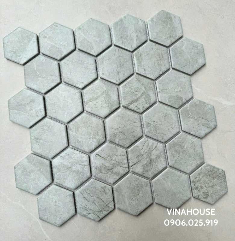 Gạch mosaic lục giác màu xám