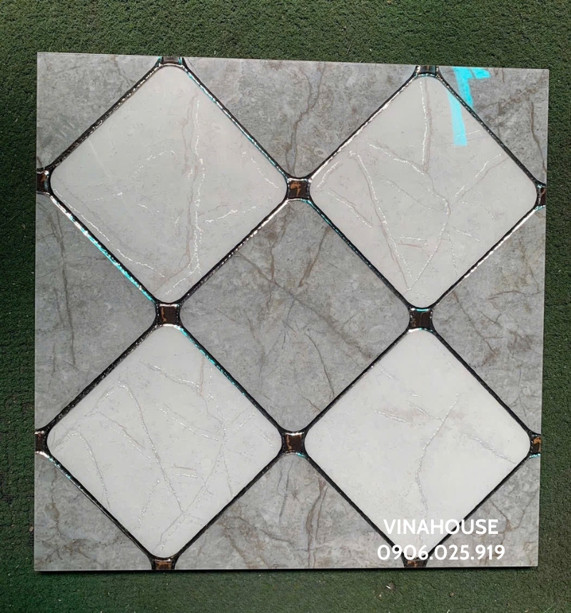 Gạch trang trí 30×30 ô vuông khắc bạc