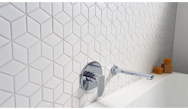 Gạch mosaic kim cương lập phương đen