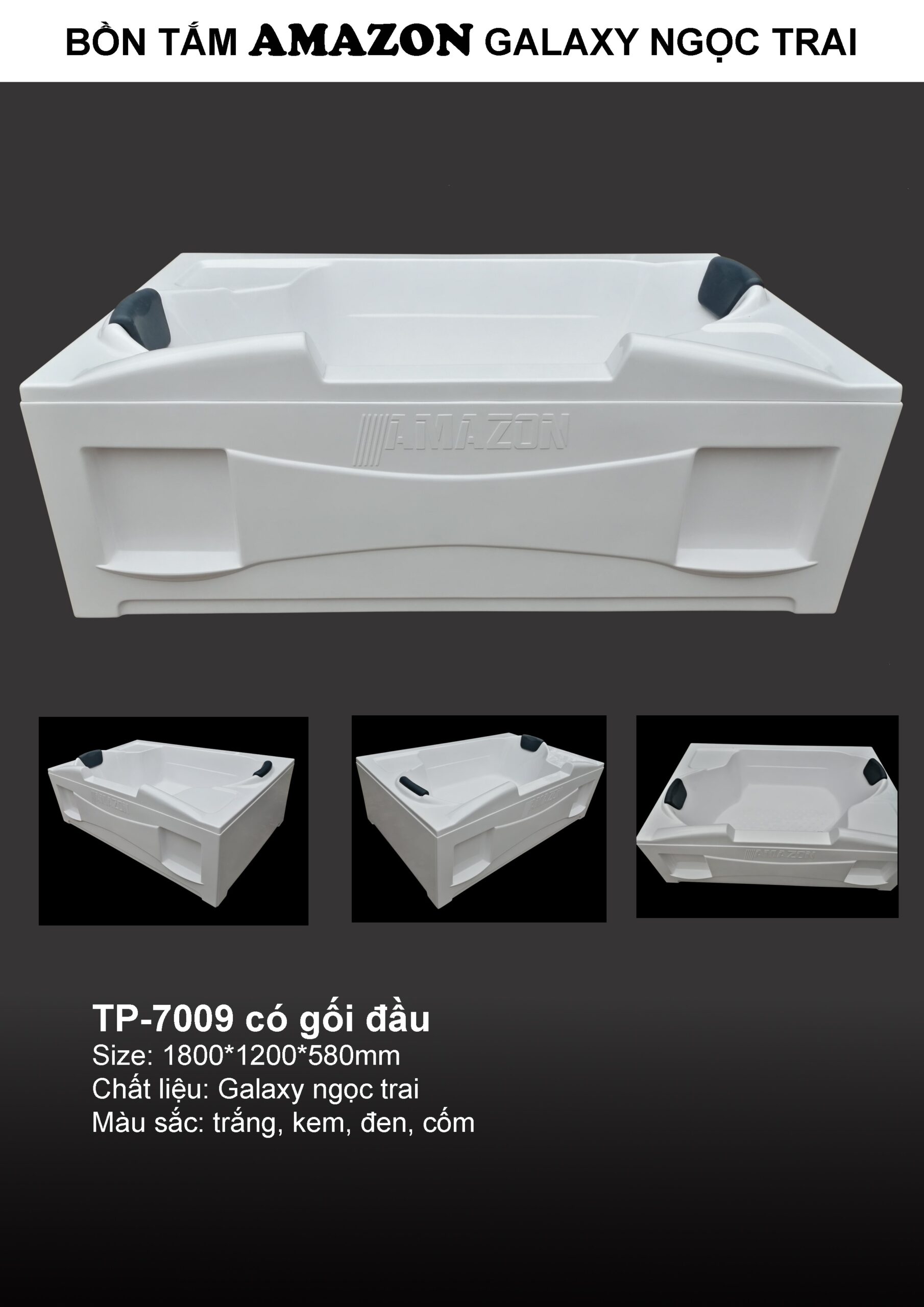 Bồn tắm Amazon mã TP-7009 có gối đầu