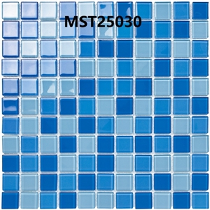 Gạch Mosaic Thủy Tinh Trộn 3 Màu Xanh Nhạt MST25030