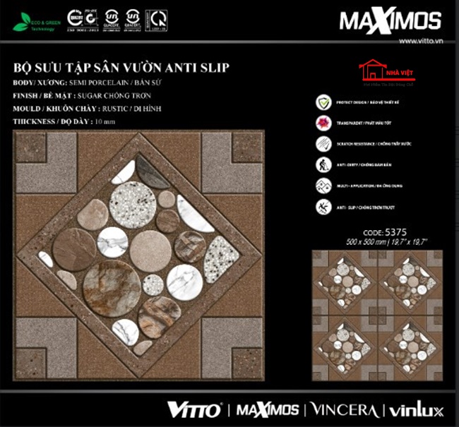 Gạch Ốp Lát Sân Vườn Ceramic 50×50 Mã 5375
