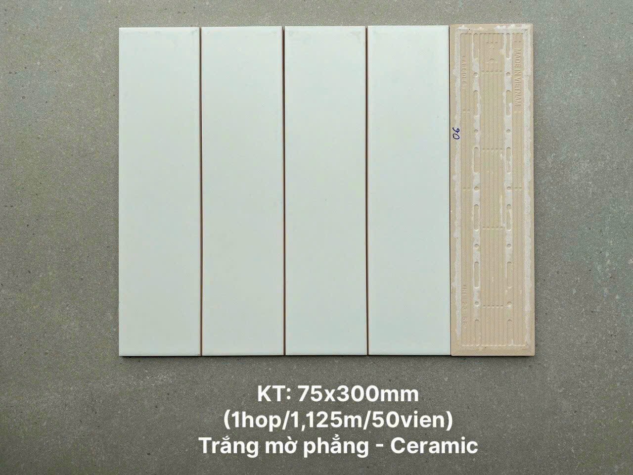 Gạch Trang Trí KT 75x300mm 75306 màu trắng